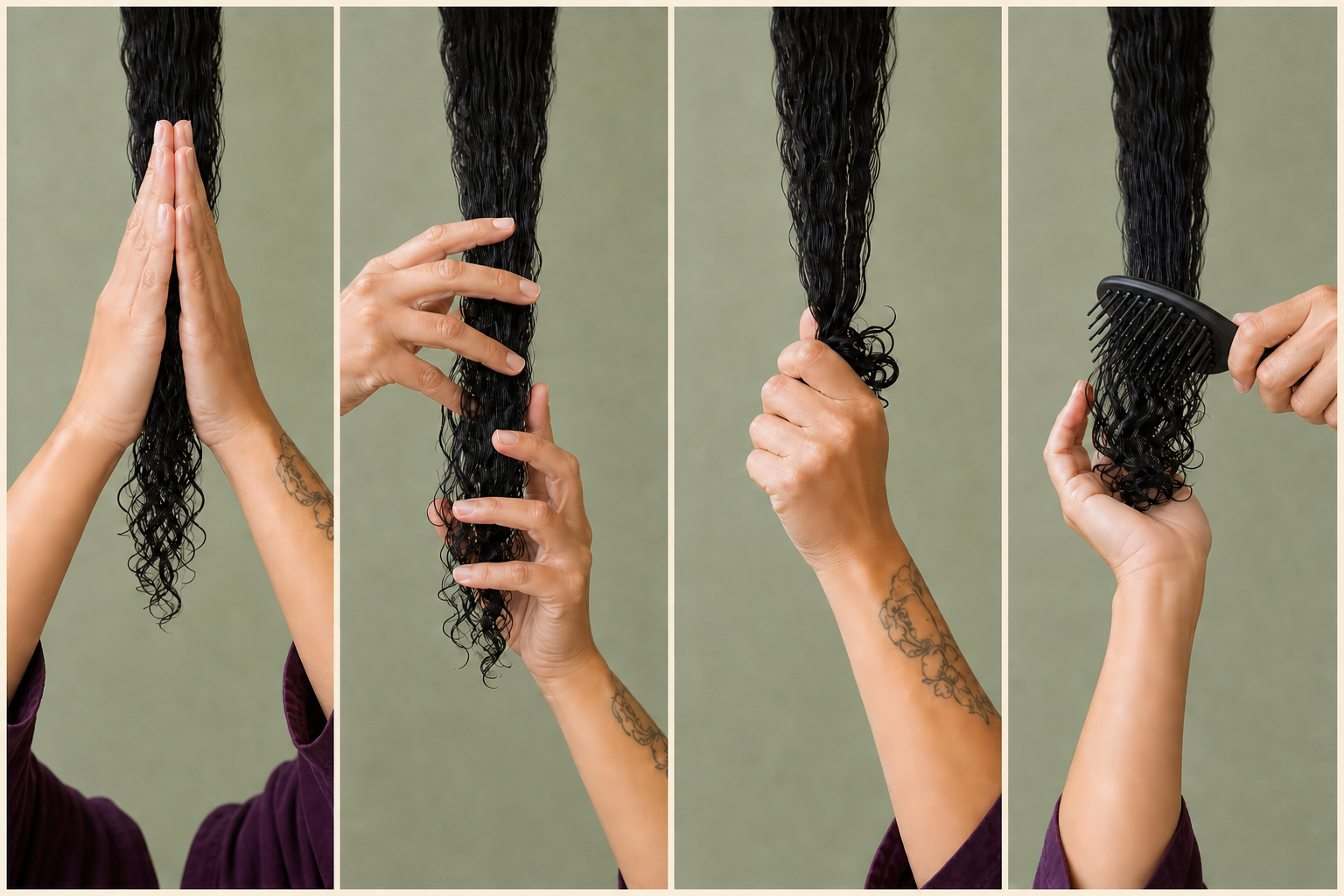 Cuatro formas de repartir producto sobre cabello húmedo